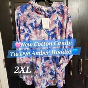 Lularoe Amber Hoodie Pullover Cotton Candy Tie Dye Blue Pink 2xl 2x Xl New Plus